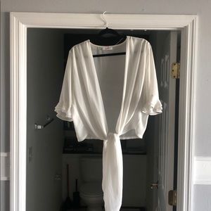 Sheer white cover up/ shawl